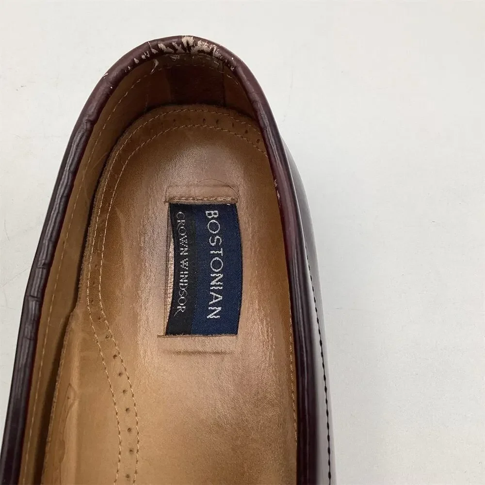 Bostonian Men's Penny Loafers Size 10.5 D Burgundy Leather Dress‎ Shoes